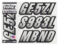 STIFFIE Techtron Silver/Black 3" Alpha-Numeric Registration Identification Numbers Stickers Decals for Boats & Personal Watercraft