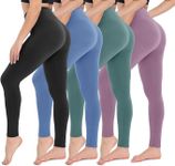 CAMPSNAIL 4 Pack Leggings with Pockets for Women - High Waisted Soft Tummy Control Slimming Black Yoga Pants Workout Running