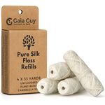 Gaia Guy Silk Dental Floss Refill | Unflavored Natural Silk | 4 spools x 33yds | Compostable, Sustainable & Biodegradable Silk Flossing Thread & Eco-Friendly Packaging