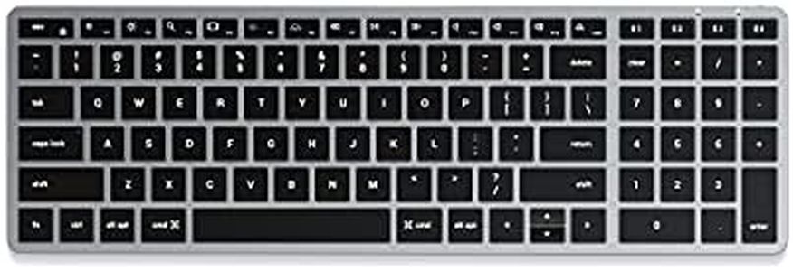 Satechi Slim X2 Bluetooth Backlit Keyboard with Numeric Keypad – Illuminated Keys & Multi-Device Sync – for M2/ M1 MacBook Pro/Air, M2/ M1 iPad Pro/Air, M2 Mac Mini, iMac M1 (Space Grey)