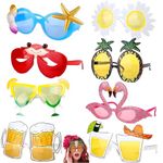 Eowppue 8PCS Funny Sunglasses – Christmas Photo Booth Props, Adult Novelty Kids Sunglasses, for New Year's Eve Party Supplies