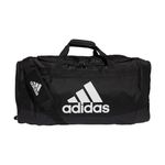 adidas Unisex Defender 4 Large Duffel Bag, Black/White, One Size, Defender 4 Large Duffel Bag