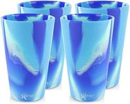 Silipint: Silicone Pint Glasses: 4 Pack Arctic Sky - 16oz Unbreakable Cups, Flexible, Sustainable, Hot/Cold, Non-Slip Easy Grip