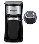 Elite Gourmet EHC112 Personal Single-Serve Compact Coffee Maker Brewer Includes 14Oz. Stainless Steel Interior Thermal Travel Mug, Compatible with Coffee Grounds, ReCaable Filter