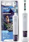 Oral-B Kids Electric Toothbrush, Christmas Gifts For Kids, 1 Toothbrush Head, x4 Disney Lightyear Stickers, 2 Modes with Kid-Friendly Sensitive Mode, For Ages 3+, 2 Pin UK Plug, White