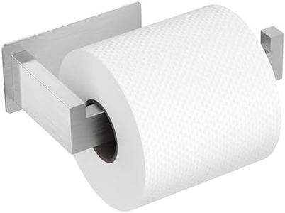 Auxmir Toilet Paper Holder No Drill, Toilet Paper Roll Holder Self Adhesive Premium SUS304 Stainless Steel Rustproof Wall Mounted for Bathroom Washroom Kitchen, Silver