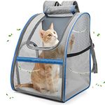 Pet Carrier Backpack, Foldable Pet Carrier Bag Portable Pet Travel Bag Soft-Sided Carriers for Cats, Dogs or Other Small Pets Up to 15 lb, Ventilation Design for Travel, Hiking & Outdoor Use - Grey