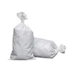 Sand Bags with Ring Ties 760x330mm ~ Rot Proof Hessian White Polypropylene Woven ~ Flood Protection (White Polypropylene, 10 Bags)