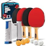 PRO-SPIN All-in-One Portable Ping Pong Set - 4-Player Kit with Retractable Net for Any Table, Premium Ping Pong Paddles, 3-Star Table Tennis Balls, Storage Case | Indoor & Outdoor Games | Great Gift