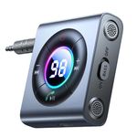 JOYROOM 2024 Aux Bluetooth Adapter for Car, 【HiFi Deep BASS Sound】 Bluetooth 5.4 Aux Adapter Car with Dual Mics, Bluetooth Receiver 3.5mm jack for Music/Hands-Free Calling, 26H Battery Life