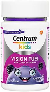 Centrum Kids Vision Fuel Multivitamin with Vitamin A & Lutein to Support Eye Health and Healthy Vision, 50 Chewable Tablets