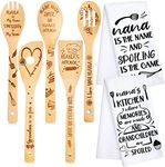 7 Pieces Nana Gifts Set Including 2 Pieces Nana Kitchen Towels Nana Dish Towels and 5 Pieces Bamboo Utensils for Mother's Day Nana Birthday Grandparent's Day Christmas Gifts