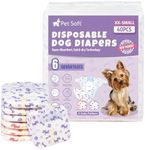 Pet Soft Female Dog Diapers - Disposable Doggie Diapers with Wetness Indicator, Puppy & Cat Diapers Super Absorbent, Fit for Female Dog in Heat or Incontinence, 40pcs (XXS, Mixed)