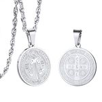 St Benedict Medals Saint Benedict Cross San Benito Medalla Religious Medal Catholic Jewelry Stainless Steel Men Women Necklace