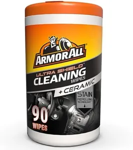 Armor All Ultra Shield + Ceramic Cleaning Wipes, Car Interior Cleaner Wipes with Stain-Repelling Technology, 90 Count