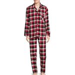 Hanes Men's 100% Cotton Flannel Plaid Pajama Top and Pant Set, Red Buffalo, Medium