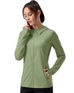 Soothfeel Women's UPF 50+ Sun Protection Hoodie Jacket Lightweight Long Sleeve Sun Shirt for Women with Pocket Hiking Outdoor Olive XXL