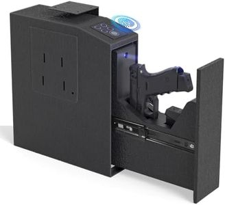 Oarlike Biometric Gun Safe for Handgun, Mounted Pistol Safe with Quick Access Sliding Door, Hand Gun Storage for Nightstand, Desk, Vehicle - with Fingerprint, PIN Code, KEY Access