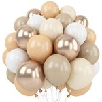 Beige Balloons Set, 60 Packs 12 Inch Double Stuffed Boho Balloons with Metallic Chrome Champagne Nude Neutral Cream Balloon for Bridal Shower Baby Shower Birthday Wedding Party Decorations