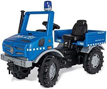 Rolly Toys Unimog 038251 Voiture de Police à Conduire soi-même avec pneus Silencieux et feu Clignotant - Voiture à pédale à partir de 3 Ans - Grande Taille - Bleu