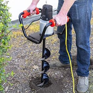 XtremepowerUS 1500W Post Hole Digger Earth Auger Hole Digger Electric Auger Digging Tools Auger with 6" Digging Auger Bit Set