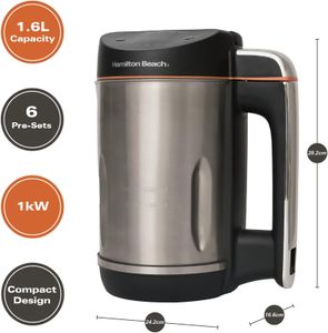 Hamilton Beach 3-in-1 Soup Maker – Blender, Cooker, Stainless Steel