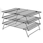 PowerKing 3 Tier Non-Stick Stainless Steel Cooling Rack, Non-Stick Wire Cake Rack for Pies, Cookies, Pastries, Home Baking, Birthday Party, Wedding Party 15.7'' x 10''(40cm x 24.5cm)