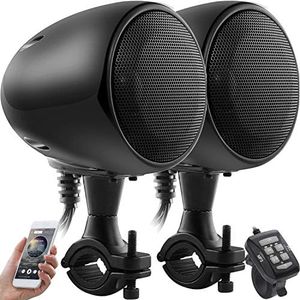iMESTOU Motorcycle Audio System 4 Inch Bluetooth Stereo Speakers Waterproof 300W D-Class AUX MP3 Amplifier Built-in Fit for 1-1.25 Inch Handlebars Motorcycle ATV UTV