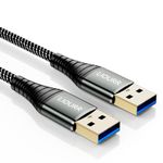 LIOURR USB 3.0 cable 1M,USB A male to A male nylon connection cable, 5Gbps super speed, gold-plated connector for HDD, DVD, printers, cameras, hard drive enclosures, 【1m/3.3 feet】