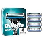 Gillette Mach3 Razor Blades Men, Pack of 4 Razor Blade Refills, Stronger Than Steel Blades, Enhanced Lubrastrip (Packaging may vary)