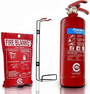 FSS UK 2 KG ABC Dry Powder FIRE Extinguisher with CE Marked FIRE Blanket. Ideal for Homes Kitchens Workplace WORKSHOPS Offices Warehouses GARAGES