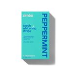 Zimba Teeth Whitening Strips, 28 Non-Sensitive White Strips Teeth Whitener for Tooth Whitening, Helps Remove Smoking Coffee Soda Wine Stain, 28 Strips (14 Stain Removal Treatments) (Peppermint)