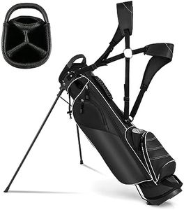 OFFICEJOY Golf Stand Bag, Portable Golf Clubs Bag w/4 Way Dividers, 4 Pockets, Adjustable Shoulder Straps, Pencil Golf Bag w/ 2 Non-Slip Stand, Lightweight Golf Bag for Men Women (Black)