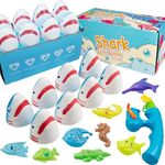 Shark Bath Bombs for Kids with Surprise Fishing Toy Set, 8 Fun Exploding Bath Balls & 9 Fishing Toys, Natural Handmade Organic Bubble Bath Fizzies, Ideal Birthday Holiday Christmas Gift for Boys Girls