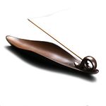 9" Length Incense Stick Holder with 3 Holes, White Porcelain Incense Tray Ash Cather for Spa, Meditation Room, Yoga, Home, Office (Brown) (Brown)