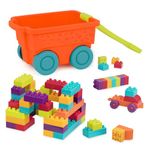 Battat – LOCBLOC Wagon – 54 Building Blocks in a Wagon – BPA Free Construction Blocks for Toddlers 2 years + (54-Pcs)