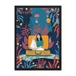 Happening Hippo Aesthetic Wall Poster | Wooden Frame Wall Art | Positive Vibes & Inspiring Decor | Ideal for Bedroom, Home, Office, & Study Room | Let's Go Print | A4 Size