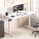 Lukzer Electric Automatic Height Adjustable Sit Stand Desk | Ergonomic Study Table with Digital Display & Memory Preset Option for Home & Office (EST-003/White & White/120 x 60 cm) 3 Years Warranty