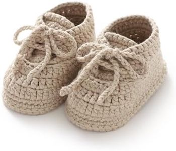 Hadetoto Baby Booties Newborn Cotton Knit Shoes Hand Crochet Soft First Walking Cozy Sneaker for Infant Boys Girls
