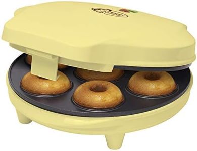 Bestron Donut Maker in Retro Design, Mini Doughnut Maker for 7 Small Doughnuts, Includes Baking Light and Non-Stick Coating, 700 Watt, Colour: Yellow