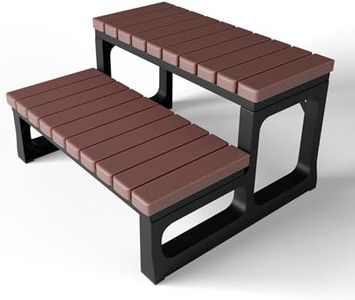 Grevo Hot Tub Steps/Spa Steps for Round or Straight Sided Spa, Non-Slip Steps for Outdoor/Indoor, Brown Stairs