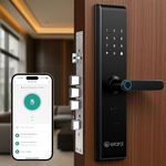 Elara Echo Lite Smart Door Lock, Fingerprint, Card, App, OTP, Keys, PIN Unlock, Alarm Alert, Bluetooth & WiFi, Black, 1 Year Warranty.