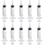 10 Pack Plastic Syringe With Cap, 5 ML Syringes Without Needle, Multiple Uses Measuring Syringe Tools, Individually Sealed with Measurement For Scientific Labs Animal Plant Watering Liquids