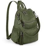 UTO Laptop Backpack Womens Teenage Girls School Bag Ladies Travel Rucksack Multi Compartments Anti Theft Pocket PU Leather Green