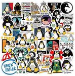 Linux Stickers 62pcs Work Decals Aesthetic Waterproof Vinyl Pack Stickers for Water Bottle Laptop Adults Phone Skateboard DIY Decorative Supplies Activities Party