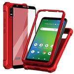 Ailiber for Cricket Vision Plus Phone Case, Cricket Vision+ Case with Screen Protector, 2 Layer Structure Protection, Shockproof Corners TPU Bumper, Military Grade Protective Cover for Vision Plus-Red