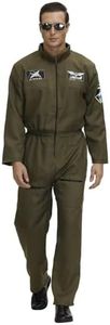 Flight Suit Costume Men's Military Fighter Pilot Jumpsuit Halloween Costumes Cosplay Adult Army Green 3XL