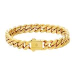 KRKC&CO 8mm/10mm/12mm/14mm Cuban Link Curb Bracelet for Men, 18K Gold/White Gold Miami Mens Bracelets, Durable Urban Street-wear Hip Hop Bracelet for Men 7/7.5/8/8.5/9 Inches