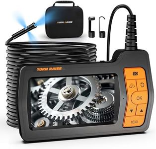 Triple Lens Sewer Inspection Camera with 50FT Semi-Rigid Cable, 1080P HD Endoscope with Light, 5" IPS Screen Industrial Borescope, IP67 Drain Pipe Camera Snake, 32G Storage Card, Carrying Case