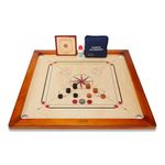 Uber Games – Premium Carrom Board Set – 33 x 33” Official Size playing board Including Carrom Men,Striker & Powder - Hardwood edges for better rebound – Made in India – Great value for all players